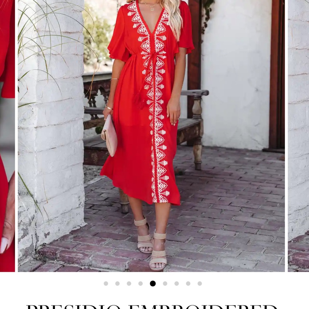VICI Red Embroidered Dress